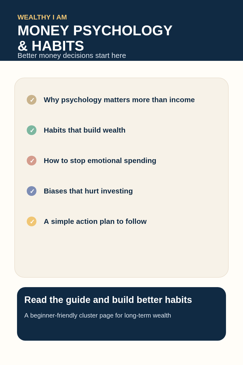 Pinterest pin for Money Psychology & Financial Habits showing better money decisions, wealth habits, and behavioral finance lessons