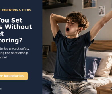A teenager sitting in a bedroom near a phone while morning light enters through the window.
