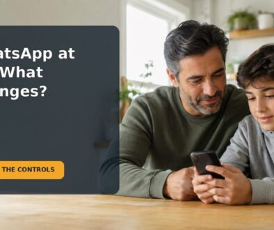 Editorial family scene for Can My 11-Year-Old Use WhatsApp? How Parent-Managed Accounts Work