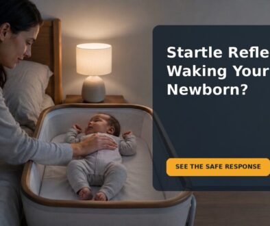 Editorial family scene for Newborn Startle Reflex Keeps Waking Them: A Safe Sleep Response for the First Months