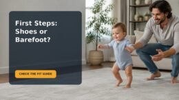 Editorial family scene for Does My Baby Need Shoes for Learning to Walk? A Barefoot-First Parent Guide