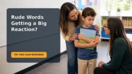 Editorial family scene for My Preschooler Repeats Rude Words: A Calm Response That Doesn’t Reward the Shock Value
