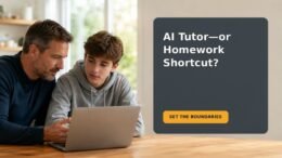 Editorial family scene for My 14-Year-Old Uses AI for Homework: How Do I Tell Tutoring From Cheating?