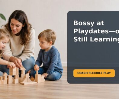 Two preschool children practicing cooperative play while a caregiver supports them nearby