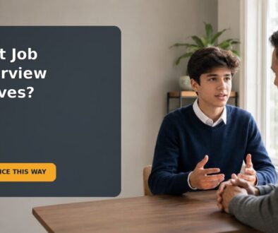 A teenager practicing for a first job interview with a supportive parent at home