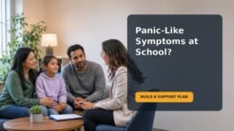 A parent calmly listens as a school-age child talks about a difficult moment at school