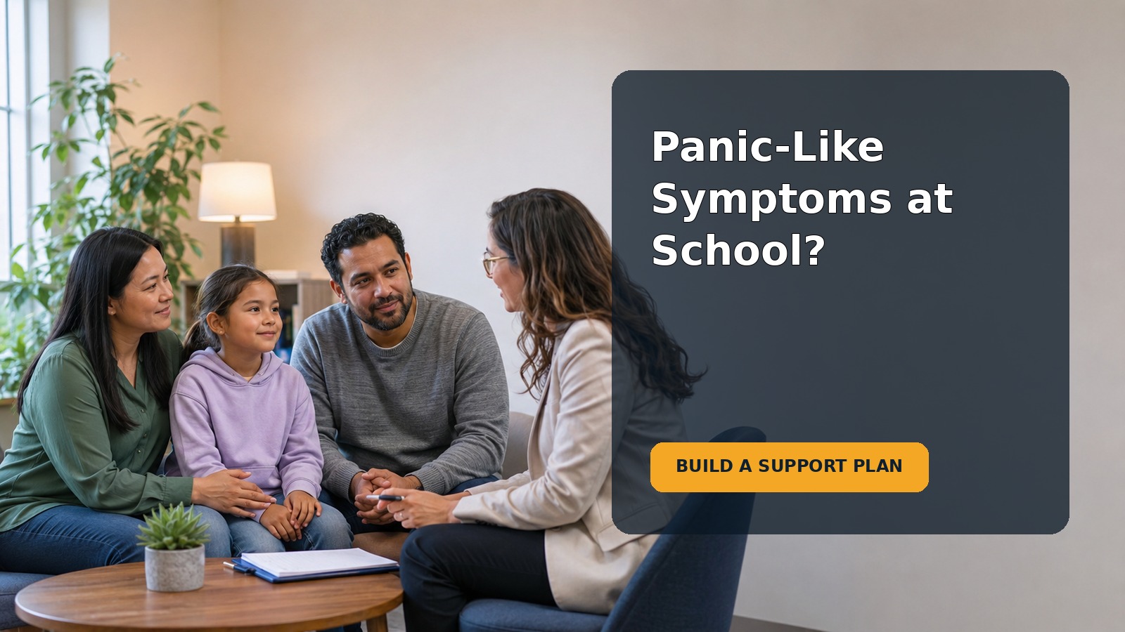 A parent calmly listens as a school-age child talks about a difficult moment at school