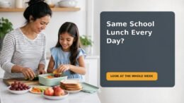 An 8-year-old and caregiver packing a familiar, balanced school lunch together