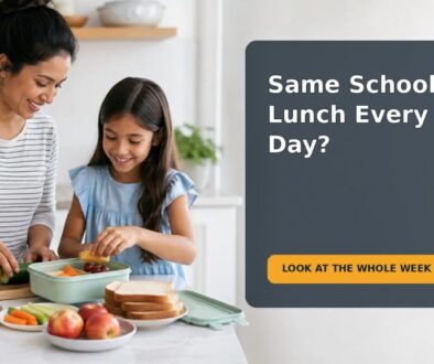 An 8-year-old and caregiver packing a familiar, balanced school lunch together