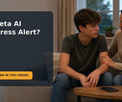 A parent sitting beside a 15-year-old for a calm safety conversation after receiving a distress alert