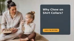A preschool child gently holding a shirt collar while a caregiver responds calmly