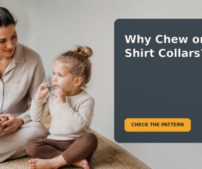 A preschool child gently holding a shirt collar while a caregiver responds calmly