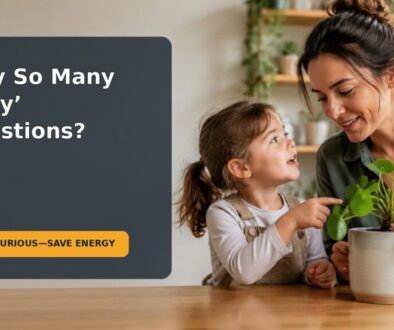A four-year-old asking a caregiver a question during an everyday conversation at home