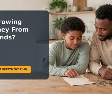 A tween and caregiver making a written plan to repay money borrowed from a friend