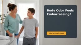 A parent and tween have a private, supportive conversation about a simple body-odor hygiene routine