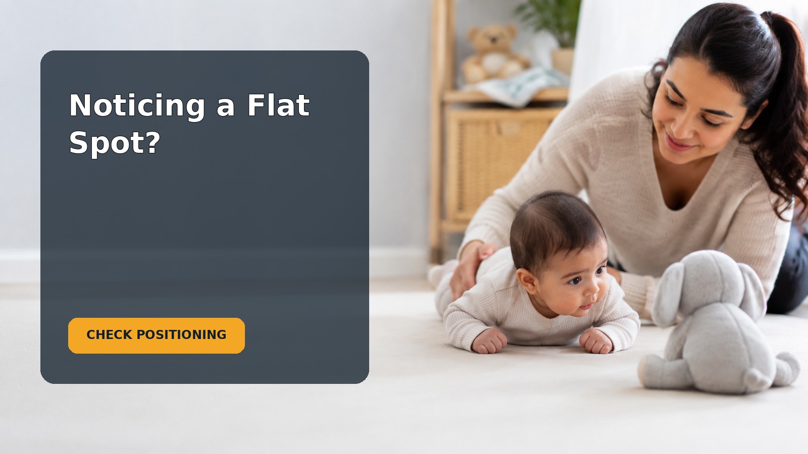 A newborn rests safely while a caregiver observes the baby's head position