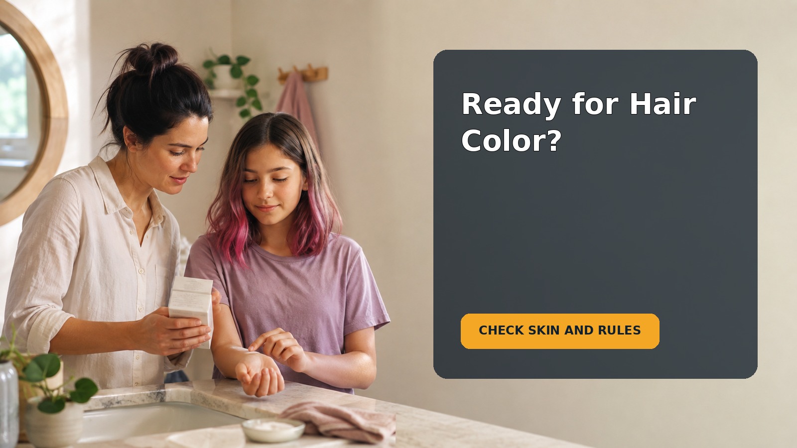 Featured illustration for a parent and tween discussion about safe hair color choices
