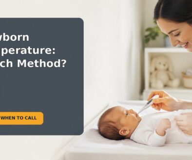 Parent checking a newborn's temperature with a digital thermometer