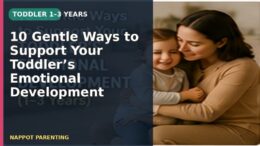 Parent comforting a toddler at home, illustrating gentle support for toddler emotional development