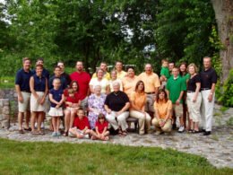 An extended family spanning four generations, used to illustrate respectful parenting boundaries with grandparents.