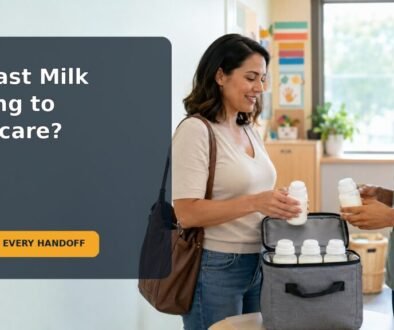 Editorial family scene for Sending Breast Milk to Daycare: A Labeling, Storage and Handoff Checklist