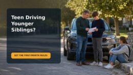 Editorial family scene for My Teen Wants to Drive Younger Siblings: A Passenger-Safety Agreement for the First Month
