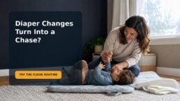 Editorial family scene for My Toddler Runs Away During Diaper Changes: A Cooperative Floor-Changing Routine