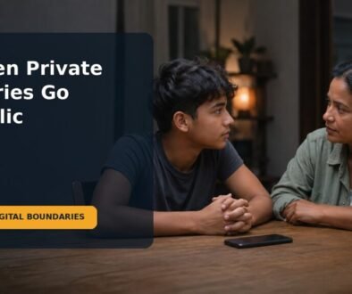 Editorial family scene for My Teen’s Friend Shares Every Secret Online: How to Talk About Digital Trust