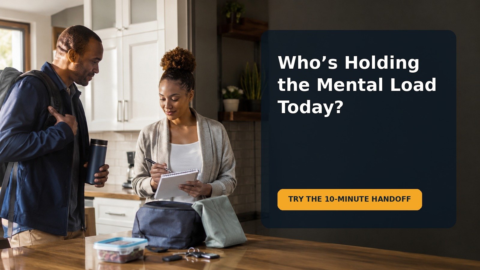 Two caregivers reviewing a morning family plan together