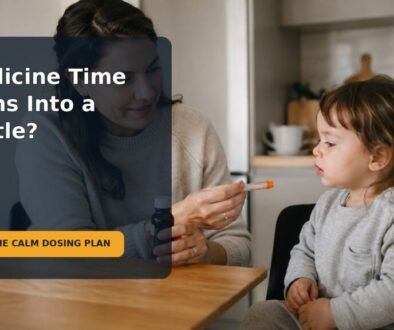 Editorial family scene for My Toddler Refuses Medicine: A Calm Dosing Plan and What Not to Force